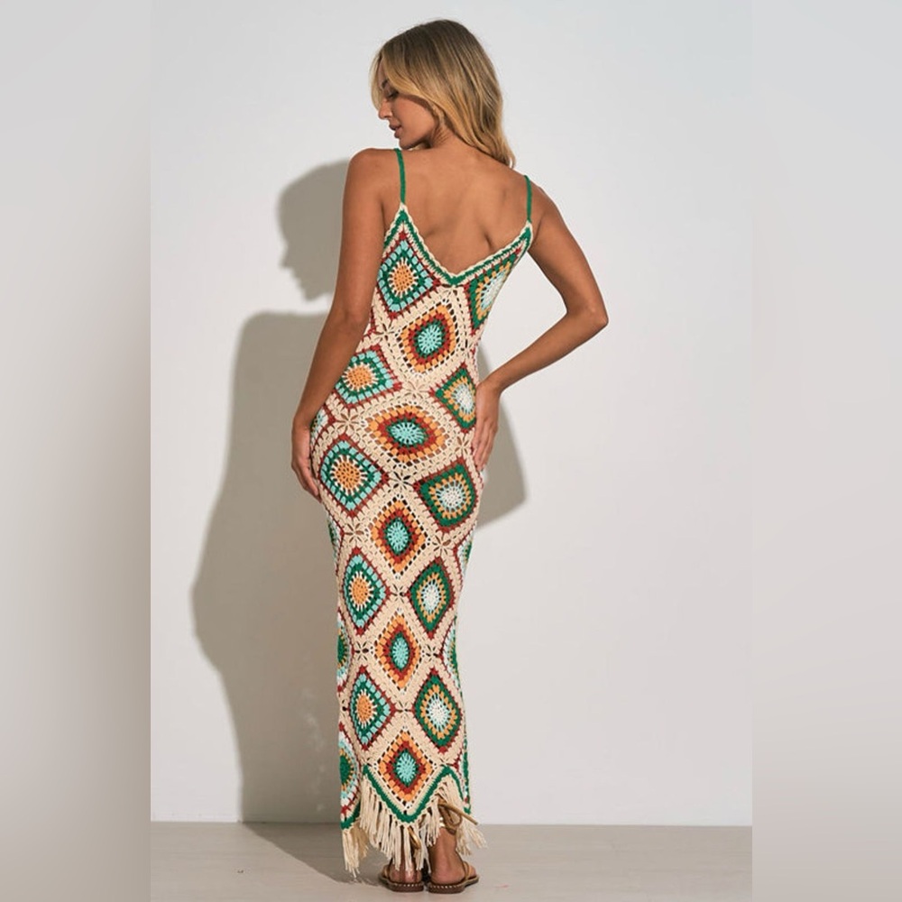 Elan Multicolor Crochet Maxi Dress NWOT - Picture 3 of 9